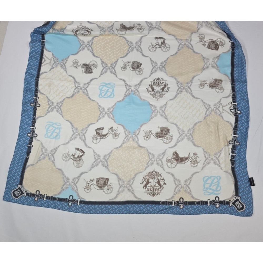 Louis Quatorze Scarf Wrap Shawl Silk Blend Equestrian Carriage 35x74 approx